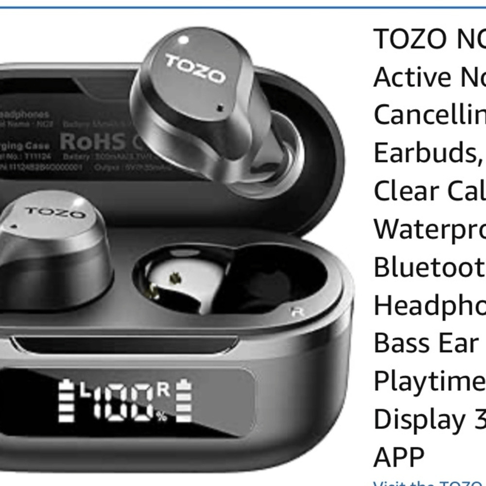 NEW ! Gift idea TOZO Black Wireless Earbuds with Charging Case